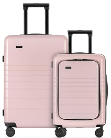 ETERNITIVE - Hartschalenkoffer Set - Klein und Mittel I Rollkoffer aus Polycarbonat & ABS I Größe: 54cm & 64 cm I Reisekoffer mit Rollen 360° I Handgepäck 33L & 64LI Trolley mit TSA-Schloss I Rosa
