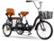 Zusammenklappbares Cruiser-Dreirad zum Abhängen und Reisen, 3-Rad-Dreirad für Erwachsene und ältere Menschen, Tandem-Dreirad mit Doppelbremsen, Rikscha-Pedal-Dreirad mit Doppelkettenantrieb, 16-Zoll