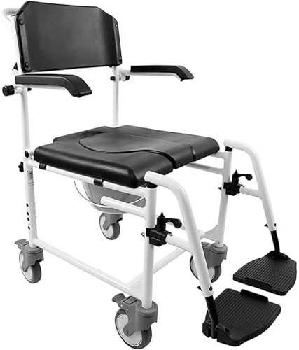 Nordic ProStore Duschrollstuhl - Ergonomisch wasserabweisend Toilettenstuhl für Senioren, Fahrbar Toilettenstühle mit Rollen, Leichtgewicht Badestuhl für verschiedene Bedürfnisse, Langlebig Duschstuhl