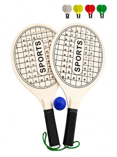 Raquette de plage en bois 39 cm avec boule de raquette percée pour Beach Tennis et Padel Piscine