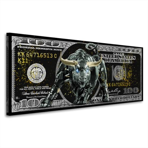 ARTEDinoi Börsenbulle Dollar Bulle Trading Leinwandbild Wandbild XL Deko | Börsenbulle, Motivation