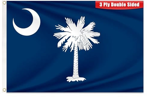 South Carolina Bundesstaatsflagge, 90 x 152 cm, doppelseitige South Carolina SC-Flaggen mit Messingösen für drinnen und draußen, strapazierfähig, 3-lagig, SC-Flaggen mit lebendigen Farben, für Außen-,