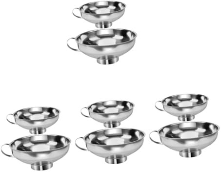 Amosfun 8piezas Embudo De Transferencia De Inoxidable De Boca Ancha Para Cocina y Para Aceites Jugos