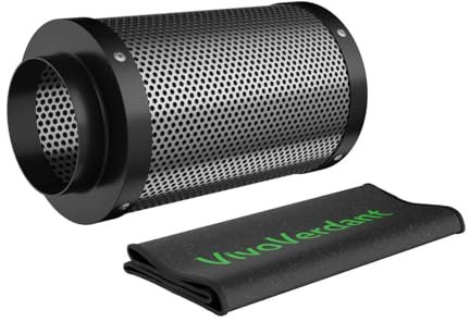 VivoVerdant 100mm x 300mm Aktivkohlefilter mit australischer Aktivkohle, Kohlenstofffilter für Rohrventilator, Geruchsentfernung Luftwäscher für Rohrventilator, Grow-Zelte, 10x30cm Carbon Filter