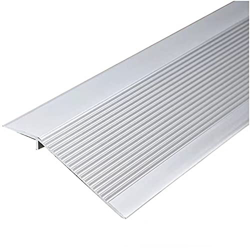 WYRMB Threshold Ramp, Tack Strips for Carpet Installation, Door Ramp Threshold, Aluminum Metal Track, Floor Transition Strip Carpet to Tile，Silver-Length 145cm/57in