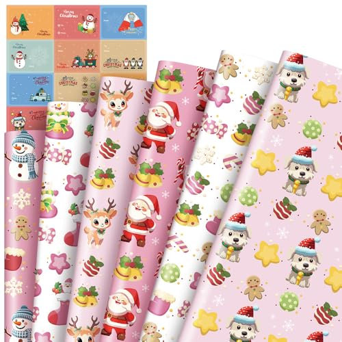 LTiuit Geschenkpapier für Weihnachten, Rosa