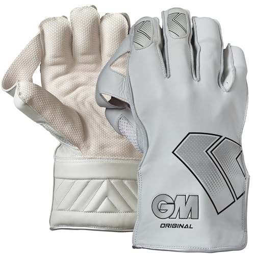 Gunn & Moore GM | Cricket Wicket Keeper Keeping Gloves | Original | Full Leather Lining & Sheepskin Palm | Aniline Leather Back of Hand |