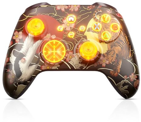 Dinosoo 𝗡𝗲𝗲𝗱 𝘁𝗼 𝗨𝗽𝗴𝗿𝗮𝗱𝗲 RGB Wireless Controller for Xbox Series X/S/Xbox One/Xbox One S/One X, Android PC, Dual Vibration TURBO Function 3.5mm Headphone Jack Macro Function-Tiger Crane