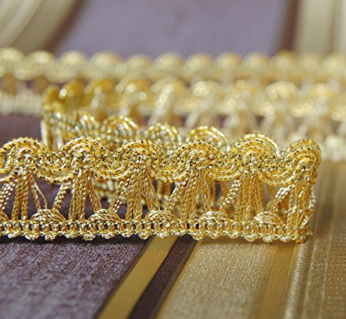 2 Meter Metallisiertes Zierband 1,6 cm breit Farbe Lurex -gold Bordüre Brokat Goldborte Schmuckband Lurexband Spitze für Kissen Kleidung Kostüme Lampenschirme Gardinen DIY Nähen uzw.
