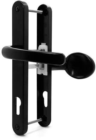 TSS UPVC Door Handle Set- Lever Moveable Pad - 92mm / 62mm PZ (Centres) - 215mm Screw to Screw - Backplate 246mm X 32mm - Replacement UPVC Door Handles - PVC Door Handle (Black)