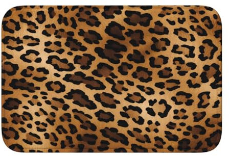 Mexpekil Absorbierende Fußmatten im Retro-Tier-Leopardenmuster, 40 x 60 cm, rutschfeste Fußmatten für drinnen und draußen, für Zuhause und Küche