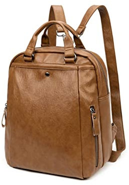 OLSKFUH Damen-Laptoptaschen Aus Rindsleder, Lässiger Tagesrucksack Aus Echtem Leder, Modische Rucksäcke, Reisetaschen, Gepäck, Reisetaschen, Geldbörsen,Brown