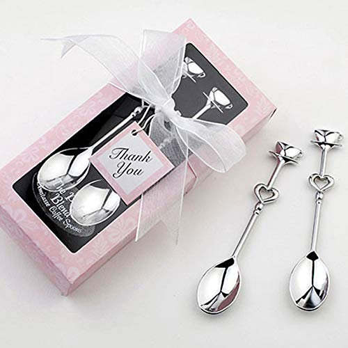 Liebespaar Kaffeelöffel mit runder Kante, Teelöffel Teelöffel, 2er-Pack Latte-Löffel mit Geschenk-Box-Verpackung, Geschenk für Valentinstag, Hochzeit