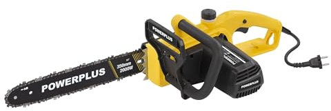 Powerplus Motosierra Eléctrica POWEG10020 - Sierra Eléctrica de 2000W para Madera con Hoja de 350 mm - Lubricación Automática de la Cadena