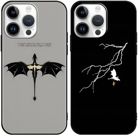 Yimctoie 2 Stück Handyhülle für Apple iPhone 15 6.1, Hülle,Coole Cartoon Drachen Anime Fourth Wing Manga Muster Silikon Weiche TPU Stoßfest Schutzhülle Case, Motif