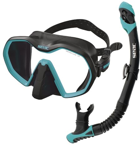 SEAC Set bis Icona Dry, Set Maschera Frameless e Snorkel Dry di Alta qualità per Immersioni Subacquee