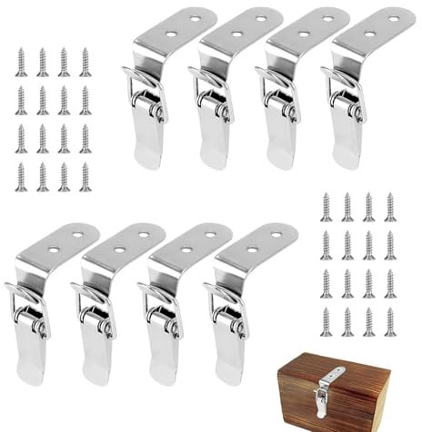 Fermeture a Levier,Fermeture à Ressort Loquet,8 Pcs Loquet à Ressort Bascule,Fermoir de Tension,Loquet Bascule en Acier Inoxydabl,Capuchon de Verrouillage Pour Boîte, Armoire, Coffre à Outils