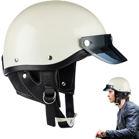 XIAOXIAOYU Casco a mezza faccia, casco a metà shell | Casco motociclistico Cruiser | Cappuccetto a faccia aperta traspirante leggero per Scooter Racing Street Motocross Cruiser