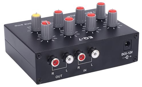 7 Band Sound Equalizer, 2 Channel 3.5mm Interface Digital Sound Amplifier Headphone Amplifier