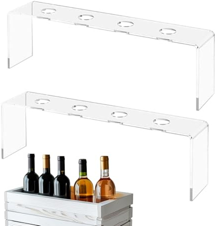 Wine Stopper Display | 2 Piece Corkscrew Holder - Clear Anti-Skid Tiered Display Stand 4 Slots for Kitchen Office Home