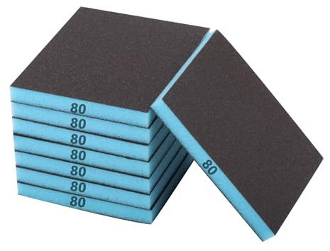 VARHHUXHA Sanding Sponges, 8pcs, 80 Grit, Wet Dry, Washable