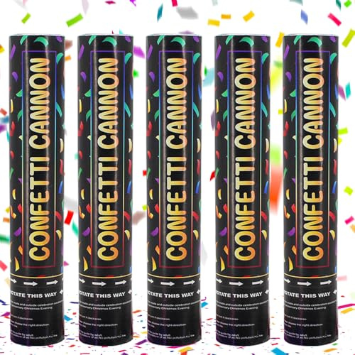 DAJASD Konfettikanone, 5 Stück 30CM Party Popper Konfetti Kanone, 3-5m Effekthöhe, Handheld Konfetti Poppers, Confetti Cannon für Hochzeit, Geburtstag, Silvester, Private Party, Karneval