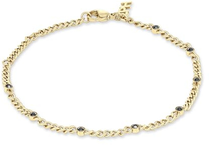 Copenhagen STUDIOS Armband Glittery - gold - Damenarmband aus poliertem Edelstahl mit 14K Vergoldung & schwarzen Strasssteinen - verstellbare Länge - wasserfest