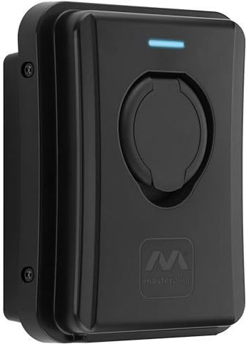 Masterplug VE Smart Wall Charger for Electric and Hybrid Vehicles Type 2, with Outlet, Mode 3, Auto Lock, Solar Charging, Single Phase, Wi-Fi, Black, IP65, 7.4kW, 32A, EVCM3SS7B/EU