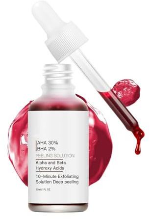 Fruchtsäurepeeling Gesicht,AHA 30% + BHA 2% Peeling Solution,Peeling-Lösung AHA + BHA,Exfolierendes Gesichtsserum für Porenreinigung & Hautpflege,Pigmentflecken & Falten (30ml)