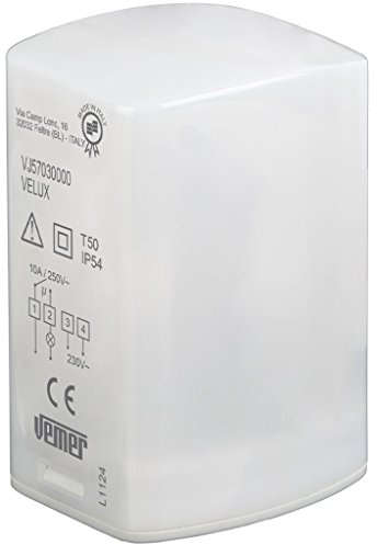 VEMER VJ57030000 VELUX - Interruttore Crepuscolare per Uso Esterno, Installazione a Parete o a Palo, Grigio Chiaro