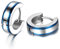 JewelryWe Schmuck Herren Ohrringe, 4MM Breit Einfach Glatt Creolen Ohrstecker, Edelstahl, Blau Silber