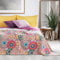 DecoKing Copriletto Reversibile Trapuntato Mandala Motivo Indiano Orientale Porpora Fucsia Bianco Arancione Rosso Verde Bibi, 220x240 cm