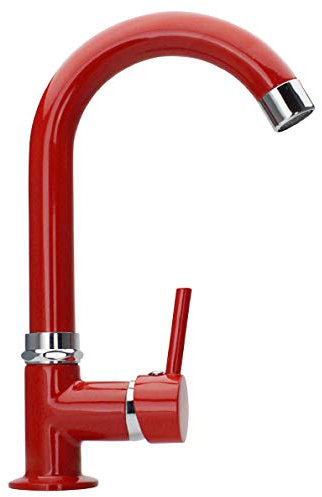 ATCO® Kaltwasser Armatur RONDO Waschbeckenarmatur Kaltwasserhahn Gäste-WC Kaltwasserarmatur Standventil Wasserhahn Waschtisch Waschbecken Einhebel Bad rot