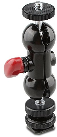 CAMVATE 1/4-20 360° drehbar Multifunktional Doppel Kugelköpfe Blitzschuh Halterung
