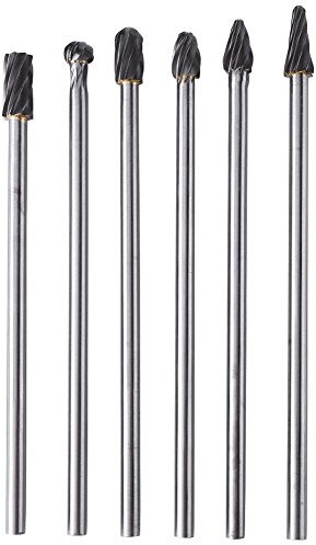 Walfront 6pcs Juego de Fresas Rotativas Largas 6mm, Cortador de Archivo de Fresado, Rebaba de Archivo, Rotativo de Cartucho de Tungsteno 10mm de Cabeza