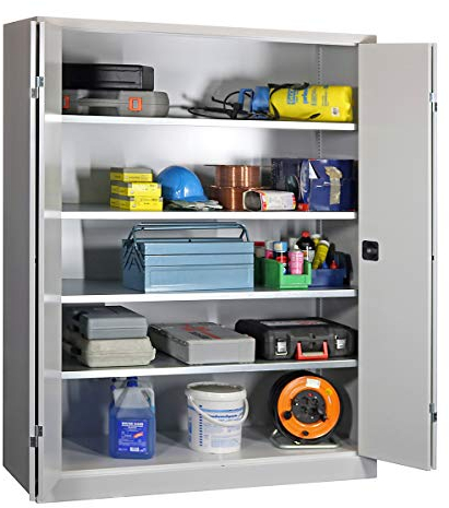 Certeo | Falttürenschrank | Höhe 1950 mm | Breite 1500 mm | Tiefe 500 mm | grau