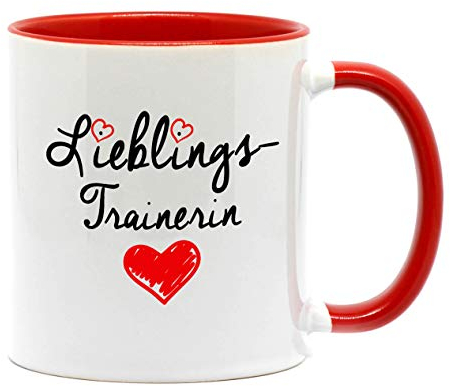 Nice-Presents-de Tasse Lieblingstrainerin Hochwertige Tasse für die zuverlässige Trainerin in Beruf, Schule oder Sport. EIN tolles Gesechenk zu jeder Gelegenheit. (Rot)