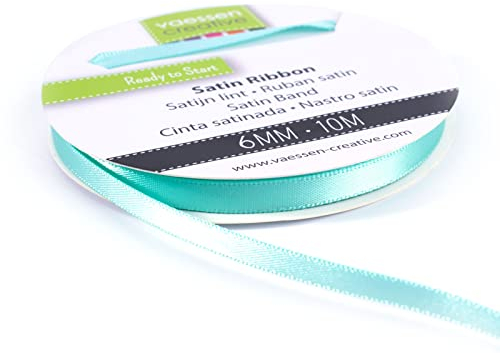 Vaessen Creative 301002-1011 Satinband Aqua, 6 mm x 10 Meter, Schleifenband, Dekoband, Geschenkband und Stoffband für Hochzeit, Taufe und Geburtstagsgeschenke, 6MM