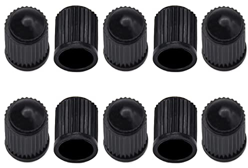 10 robuste Kunststoff Auto-Ventilkappen in Schwarz für Autoventil AV Schrader-Ventil KFZ, Auto, PKW, Mofa, Motorrad, Roller, LKW, Schubkarren, Fahrrad & Rad Reifen-Ventile Ersatz-Kappen Deckel