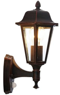 Lindby Wandlampe aussen mit Bewegungsmelder, Aussenwandleuchte Laterne IP44 Wandleuchte Finish schwarz rost Außenbeleuchtung Wand für Hof Garten Terrasse Balkon Haus