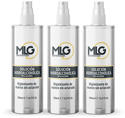MLG SISTEMA 360 - Hidroalcohol 3 x 500ml con Spray | Ideal para una higiene profunda de manos - Hidroalcoholico Liquido envase con Aerosol
