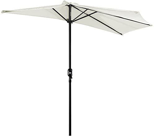 Outsunny Sonnenschirm halbrund, für den Garten, 2,7 x 1,5 m, mit Kurbelöffnung, aus Metall und Polyester, weiß