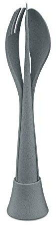 Koziol Besteck-Set 4-teilig Tulip, Besteckset, To Go Besteck, Thermoplastischer Kunststoff, Organic Deep Grey, 4037673