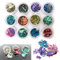 12 Teile irisierende Muschelsplitter in Regenbogen Farben für Nägel oder Resin, Kunstharz, UV Harz, Epoxidharz
