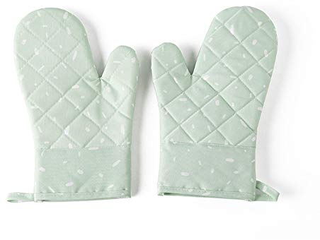 TOKYMOON Ofenhandschuhe und 2 Topflappen Set Topfhandschuhe Backofenhandschuhe Hitzebeständige für Kochen & Backen Haushalt Bäckerei Hitzebeständigkeit Mikrowelle Backofen Handschuhe (Grün)