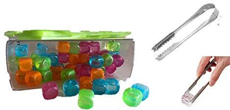 Eiswürfel wiederverwendbar, Set, Partyeiswürfel für Getränke, künstliche Dauereiswürfel Kunststoff, bunt, Mehrfarbig