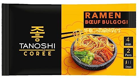 TANOSHI - Ramen Précuites Saveur Bœuf Bulgogi - Nouilles Corréennes Instantanées - Pour 2 Personnes - 366 g