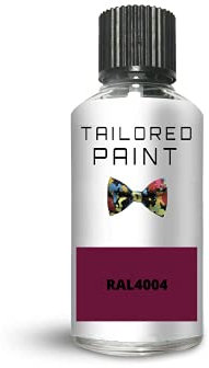 Tailored Paint Vernice lucida diretta 2K RAL codice colore per legno, metallo, plastica, PVC, auto, moto, scooter, trattore (bottiglia ritocco con pennello, RAL4004 Claret Violet)