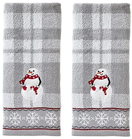 SKL Home Handtuch-Set für Weihnachten/Winter Whistler Schneemann für Bad/Küche/Bar & Geschenk, 40,6 x 66 cm, Grau, 2 Stück