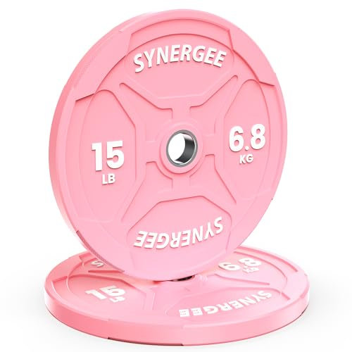 Synergee Cast Iron Weight Plates with 1” Opening for Bodybuilding, Olympic & Power lifting workouts. Metal Weight Plates 25lb Single